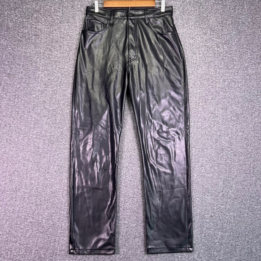 Abercrombie Pants Womens 30x30 Grunge 90s Straight High Rise‎ Vegan Leather A&F